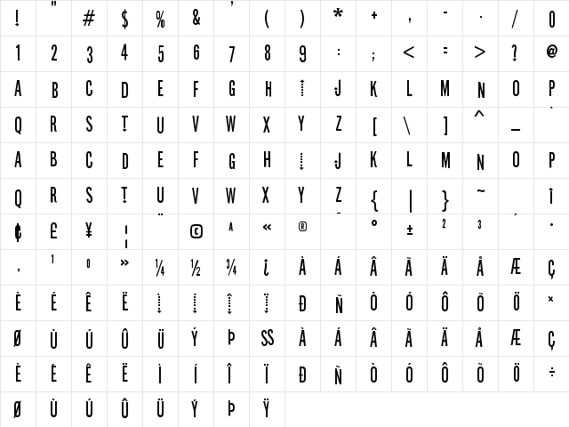 Stereofidelic Regular  glyph index