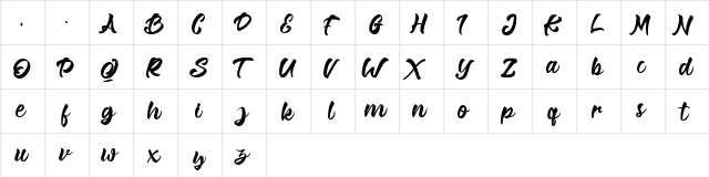 Mondou Regular  glyph index