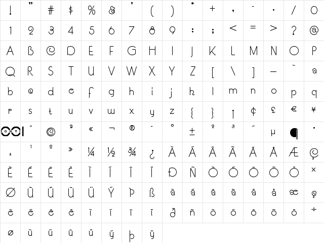 Souci Sans NF Regular  glyph index