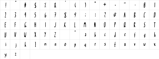 Celadyr Regular  glyph index