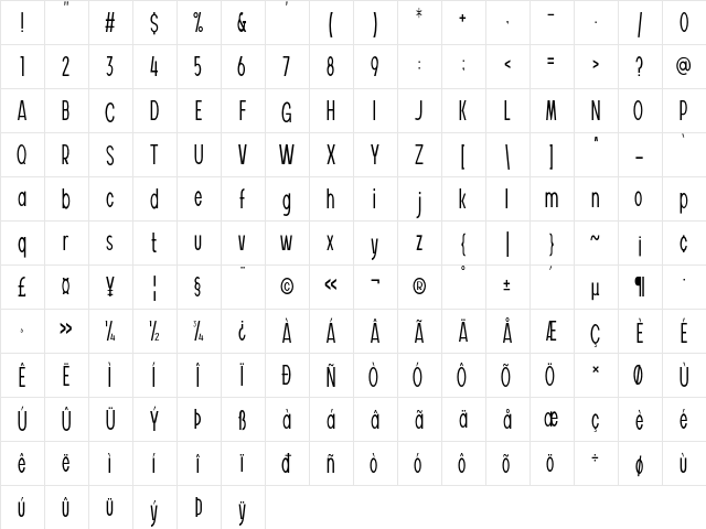 Vuldo Regular  glyph index