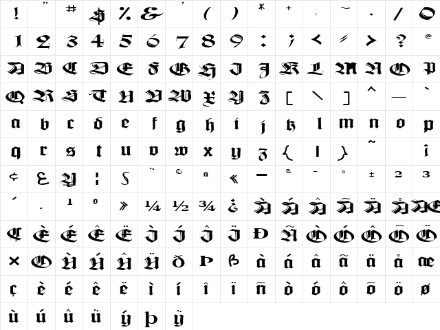 PonticoSSK Bold  glyph index