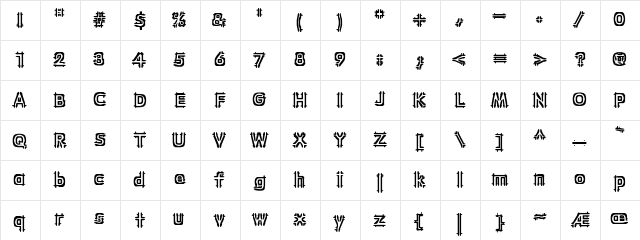 Wincing BRK Regular  glyph index