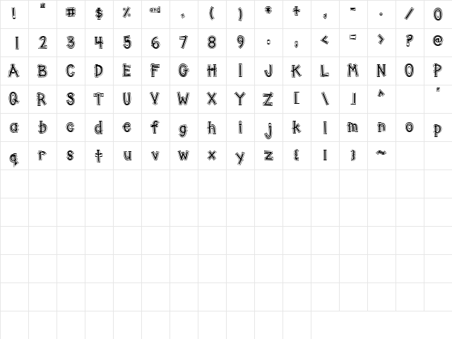 Doodle Outline Regular  glyph index