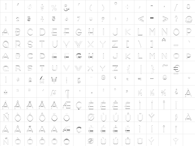 RamoseCapsOutline Regular  glyph index