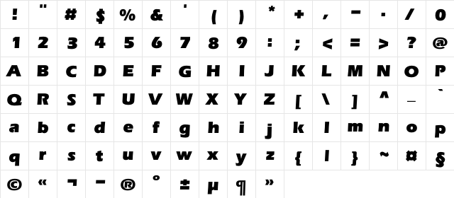 EverestUltra Regular  glyph index