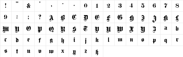 Dampfplatz Solid Black  glyph index