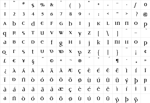 Idiosynoptium Regular  glyph index