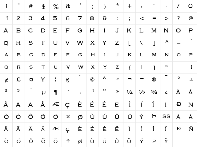 CopperplateLightSCapsSSK Regular  glyph index