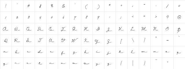 CK Love Note Regular  glyph index