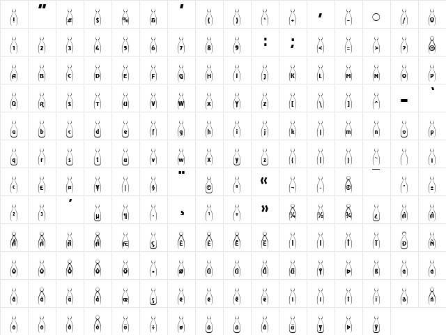HB Kegelweich Normal  glyph index