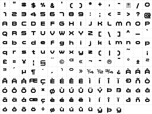 Zelta-Six Demo Bold  glyph index