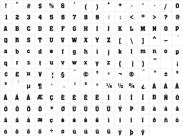 Wagner Regular  glyph index