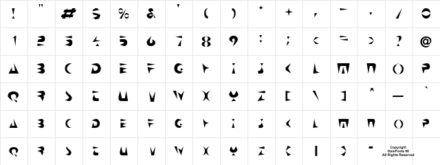 NeoSpacial Regular  glyph index