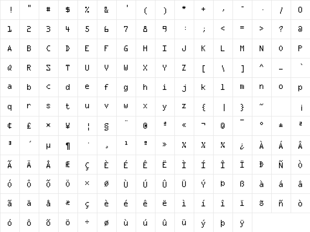 Optixal Medium  glyph index