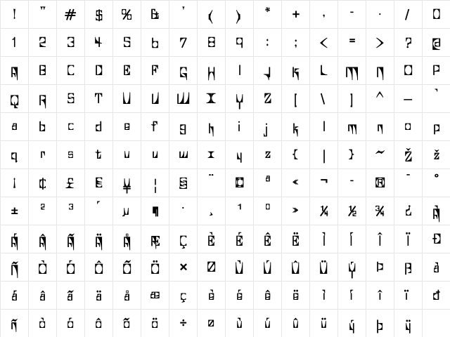 Glaukous - Viscous Regular  glyph index