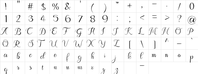 Christmas Story Regular  glyph index