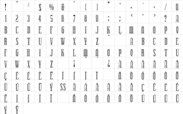 IranianHandLettered Regular  glyph index