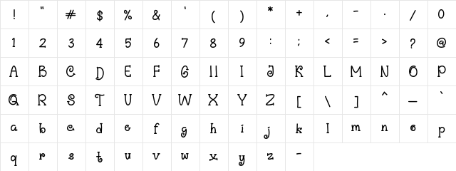 Cuby-Cuby Regular  glyph index