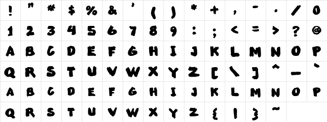 MarkedUp Regular  glyph index