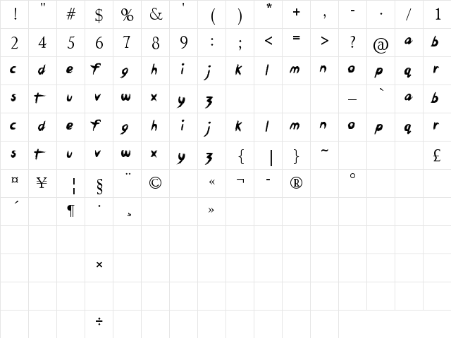 xxx Dirty Jokes xxx Regular  glyph index
