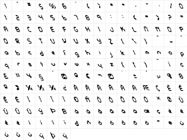 FZ DIGITAL 10 MANGLED LEFTY Normal  glyph index