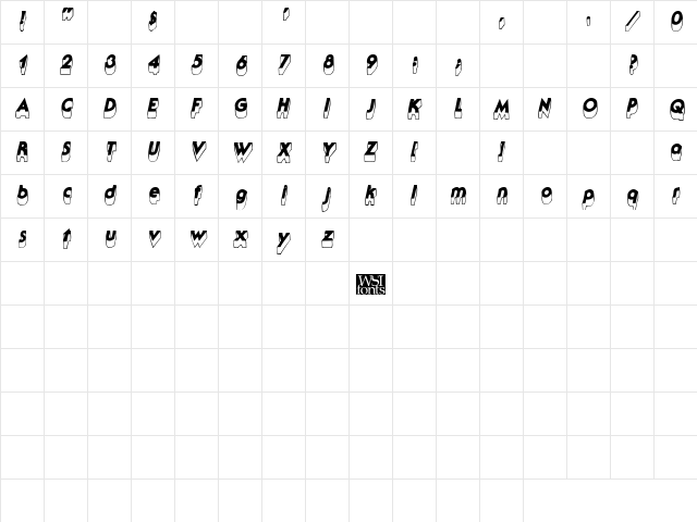 Falkville3D Italic  glyph index