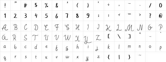 ahsley Regular  glyph index