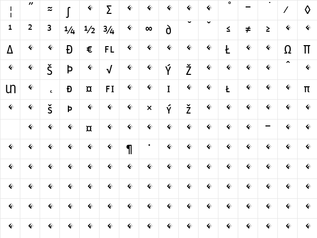 Unit-RegularSCExpert Regular  glyph index