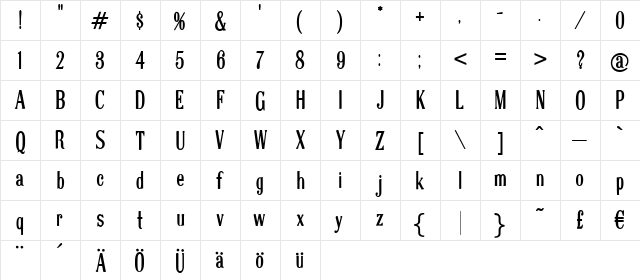 Scoglietto Regular  glyph index