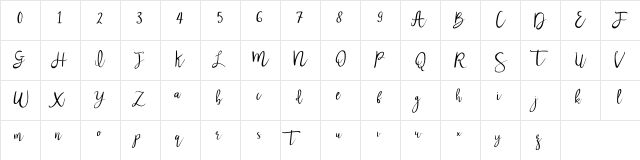 Nastar Regular  glyph index