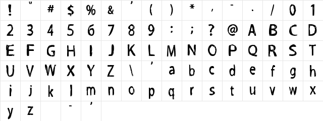 Grog-Binge Regular  glyph index