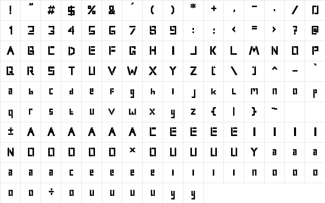 New System Regular  glyph index