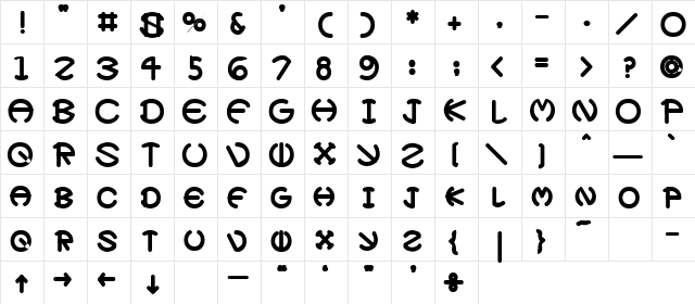 ZirkleHeavy Regular  glyph index