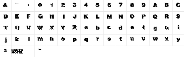 GautsMotelUpperLeft Regular  glyph index