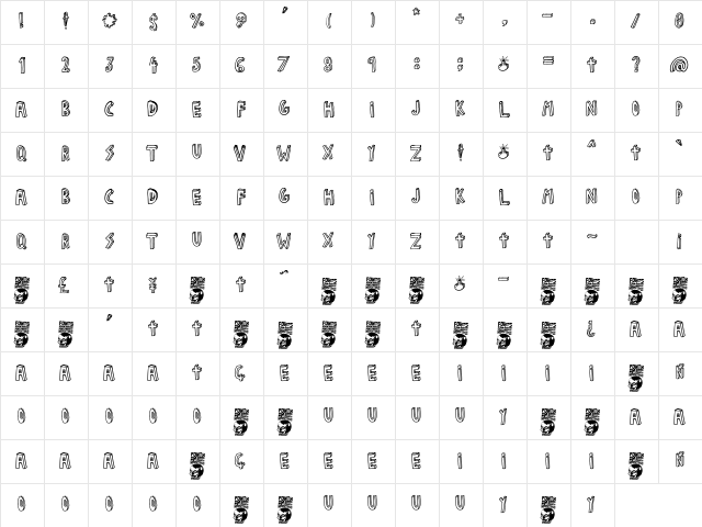 Fuente Jalisco Regular  glyph index