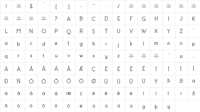 Debock Personal Use Regular  glyph index
