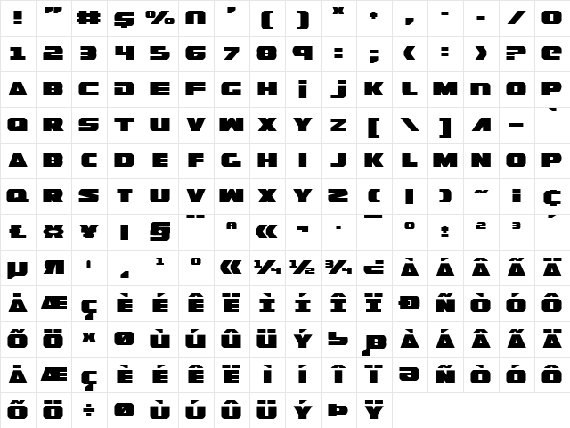 Guardian Expanded Expanded  glyph index