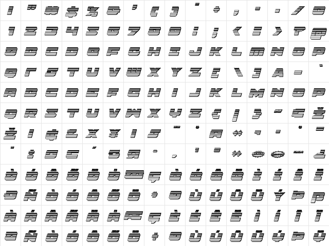 Banjin Scanlines Chrome Italic Italic  glyph index