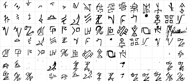 Haury Regular  glyph index