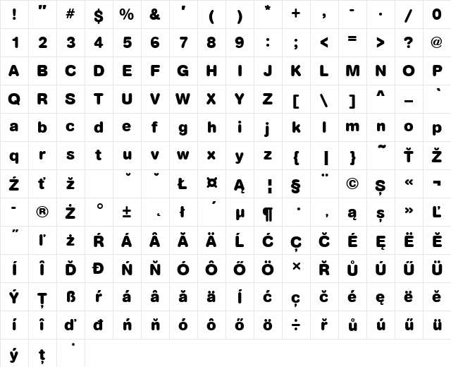 AcciusBucRouDEE Bold  glyph index