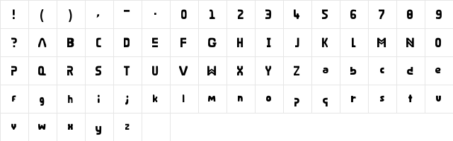 Bare Riddim Regular  glyph index