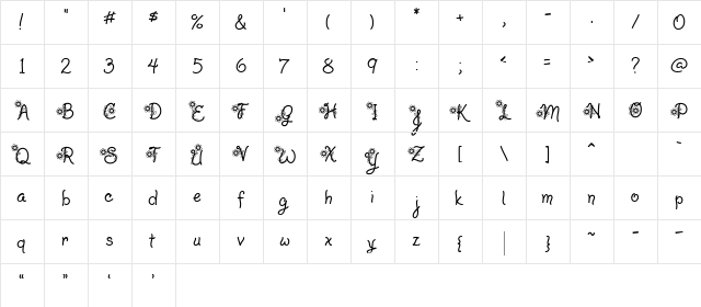 LD Sunny Vine Regular  glyph index
