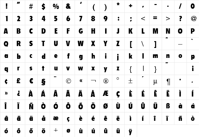 FlipperCd Bold  glyph index