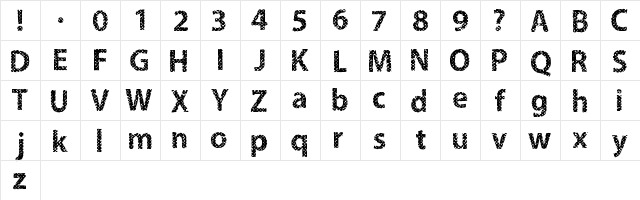 Fabric Regular  glyph index