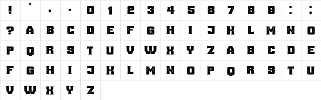 Ana Grunged Regular  glyph index