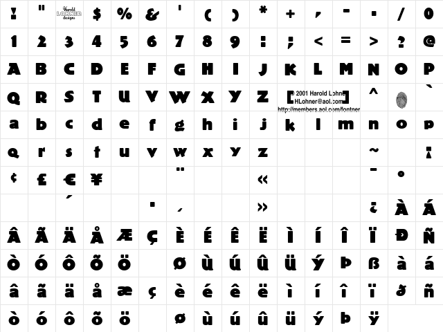 Pub Smooth Regular  glyph index