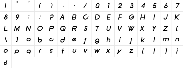 SF New Republic2 Bold Italic  glyph index
