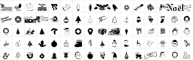 XmasTyme 1  glyph index