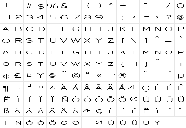 Eye glass Extended Normal  glyph index